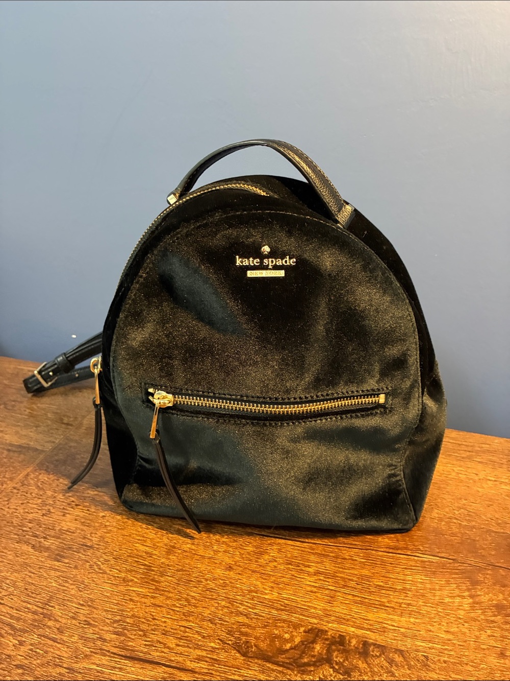 Kate Spade New York Dawn Place velvet Sammi small black backpack